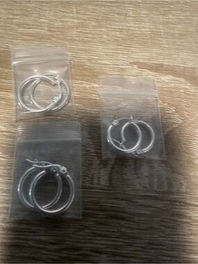 Classic 925 Silver Hoop Earrings - Sleepers - 925 stamped - Price is per set